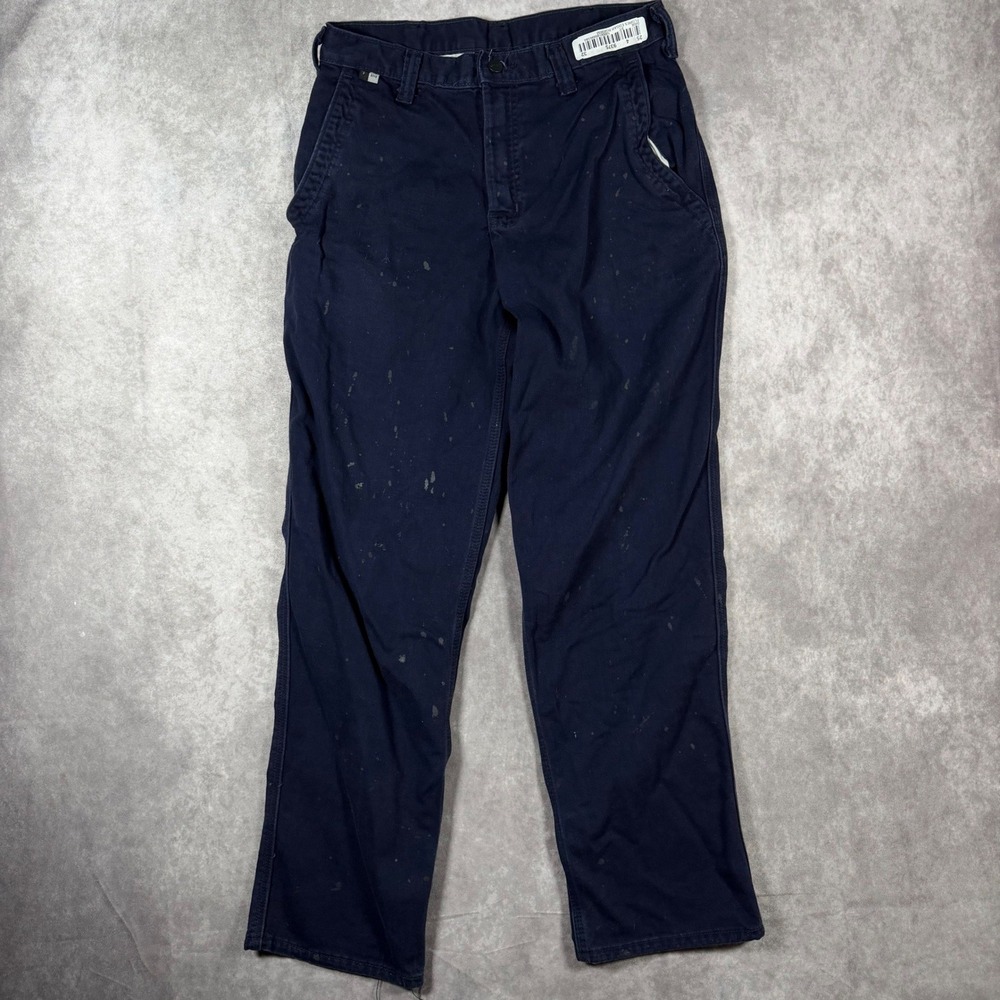 Carhartt FR Flame Resistant Work Pants Navy Blue 30x30 Paint Splatter Utility